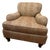 Custom Designer Upholstered Armchair – Neutral Paisley Fabric – Classic Rolled‑Arm Silhouette For Sale