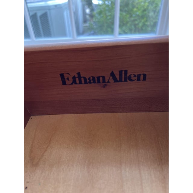 Wood Vintage Ethan Allen Chinese Chippendale Style Three-Drawer Console Table For Sale - Image 7 of 7