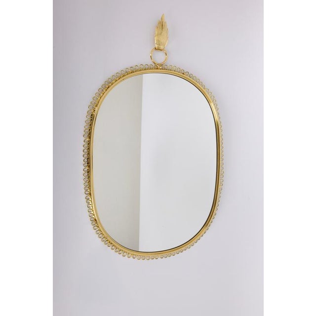 Gold Mid-Century Brass Loop Wall Mirror with Hook by Josef Frank for Svenskt Tenn, 1960s For Sale - Image 8 of 9
