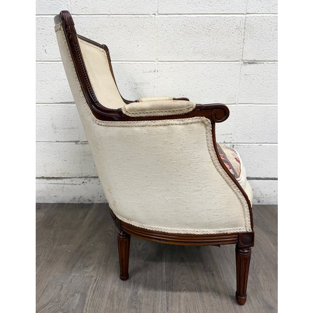 Wood Antique French Louis XVI Style Equestrian Bergere Armchair For Sale - Image 7 of 9