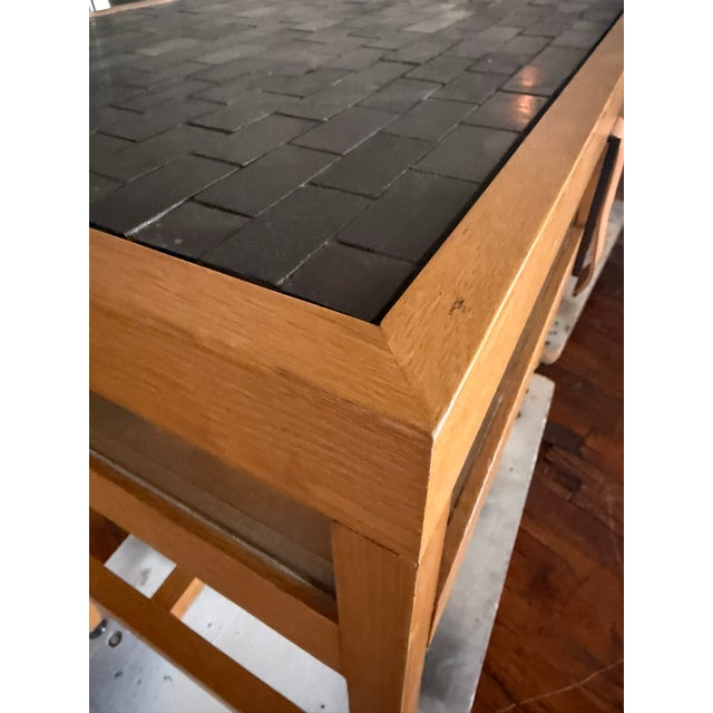 Contemporary One‑of‑a‑Kind Burberry Commission Console Table – Leather, Stone, Glass & Wood Modern Showpiece For Sale - Image 3 of 8