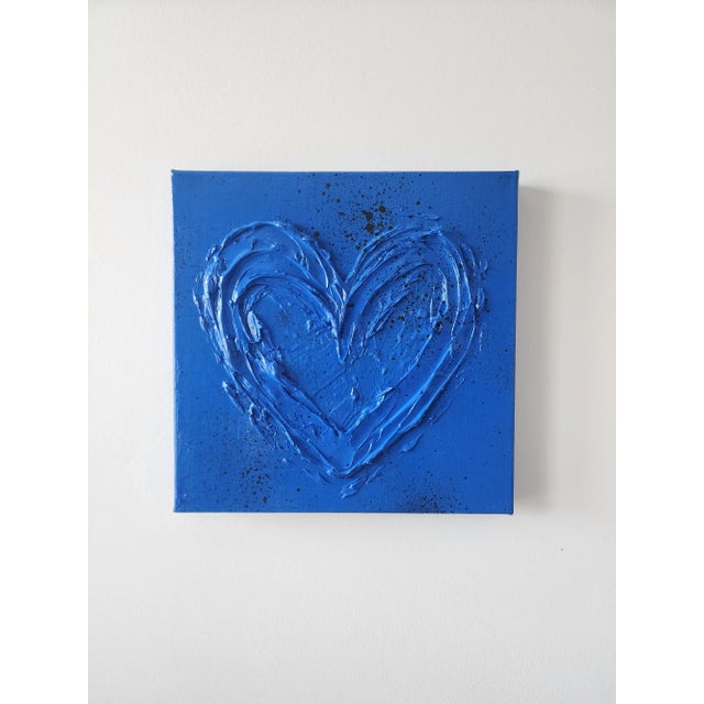 Blue & Black Abstract Heart Painting For Sale - Image 10 of 10