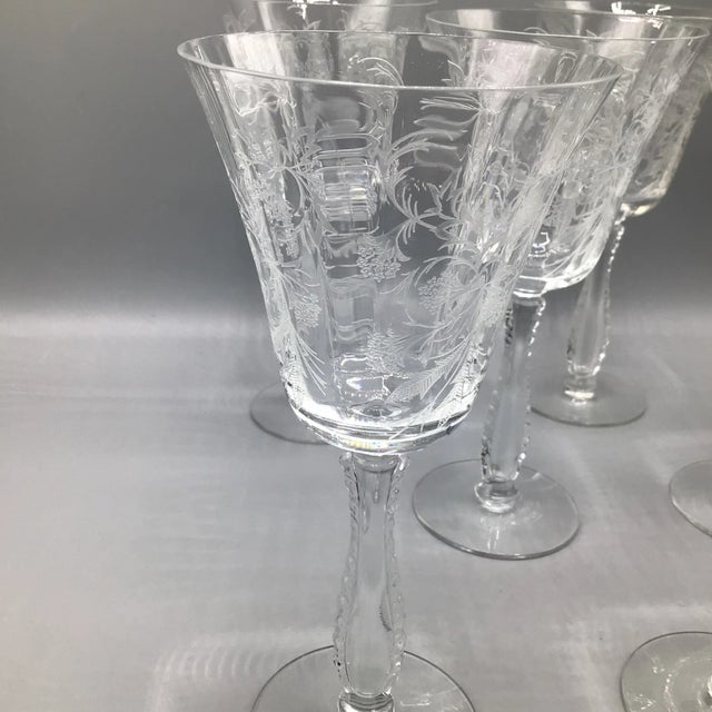 Etched Fostoria Heather Crystal Water Goblets-Set of 6 For Sale - Image 12 of 13