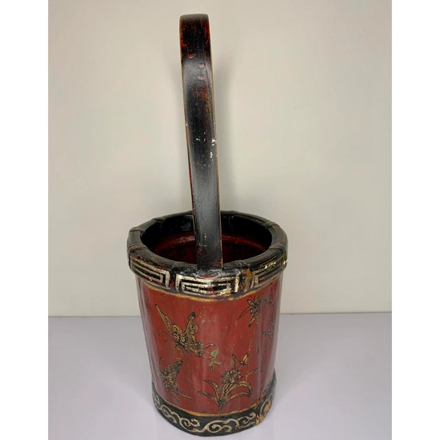 Early 20th Century Chinese Hand-Painted Lacquer Bucket For Sale - Image 5 of 7