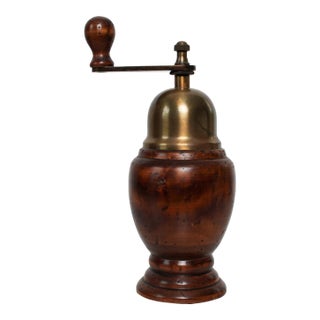 Vintage Italian Ethan Allen Wood & Brass Pepper Mill For Sale