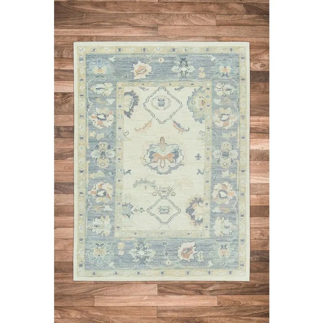 Textile Turkish Oushak Rug Modern Gray, Multicolor, Handwoven Rug 5'1" X 6'1" For Sale - Image 7 of 7