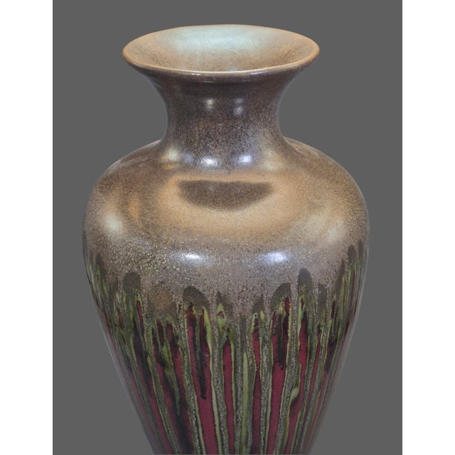 Late 20th Century Vintage Mid-Century Modern Studio Art Drip Glazed Pottery 16'' Tall Vase For Sale - Image 5 of 10