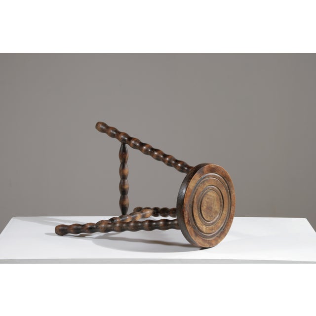 High Wooden Tripod Stool, France, 1950s For Sale - Image 6 of 8