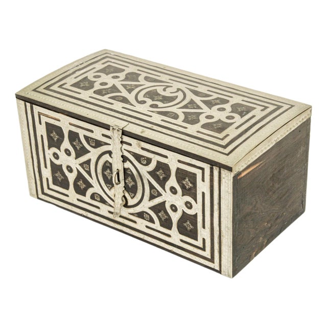 African Tuareg Silver and Ebony Wood Jewelry Box 1950s For Sale