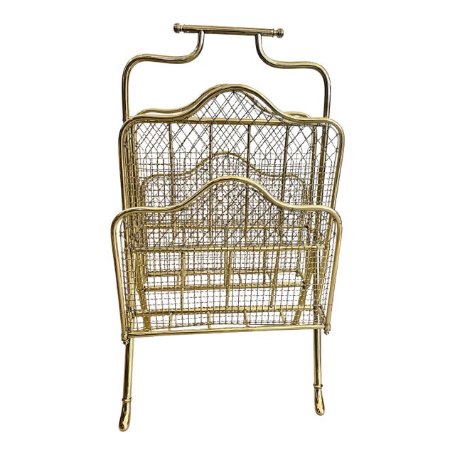 Neoclassical Brass Magazine Rack French, Maison Jansen, Rare C.1920s For Sale