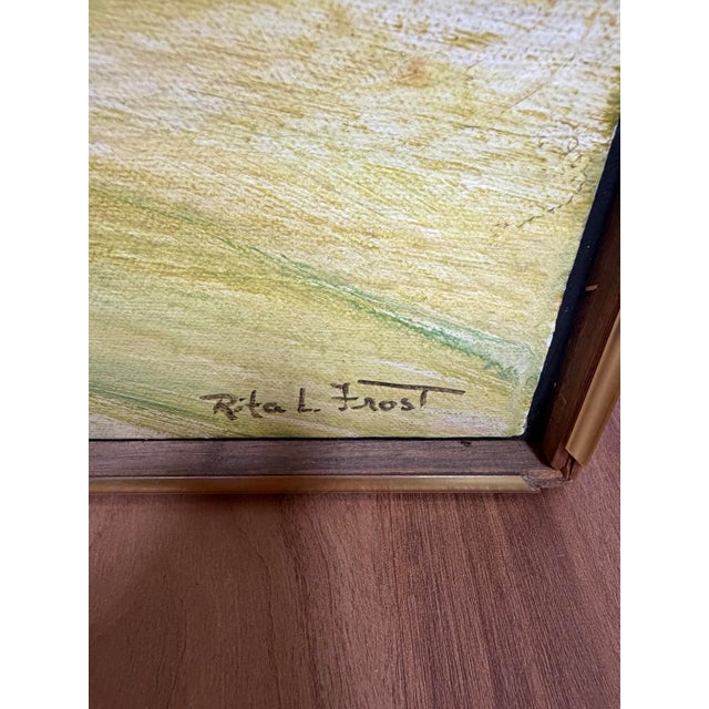 Mid-Century Abstract Oil Painting Canvas Rita L. Frost For Sale - Image 14 of 14