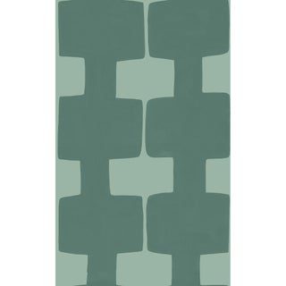 Sample - Modern Blocks Wallpaper by Paule Marrot in Dark Sage For Sale