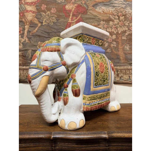 Vintage Elephant Plant Stand in Ceramic For Sale - Image 5 of 5