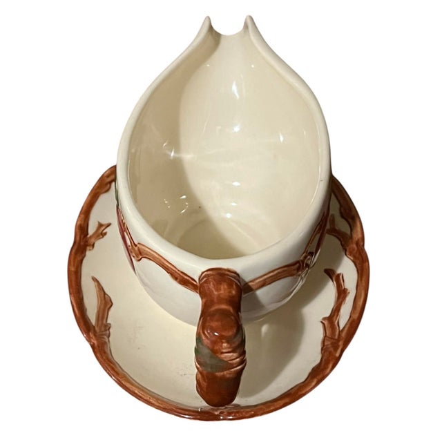 1940s 1940s Franciscan Apple Rose Gravy Bowl W/ Saucer For Sale - Image 5 of 6
