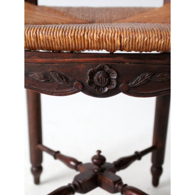 Antique French Provincial Rush Seat Ladder Back Chair For Sale - Image 6 of 11
