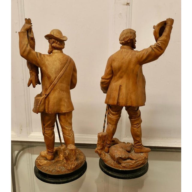 Black Forest Huntsmen Pottery Figures, 1800s, Set of 2 For Sale - Image 4 of 9