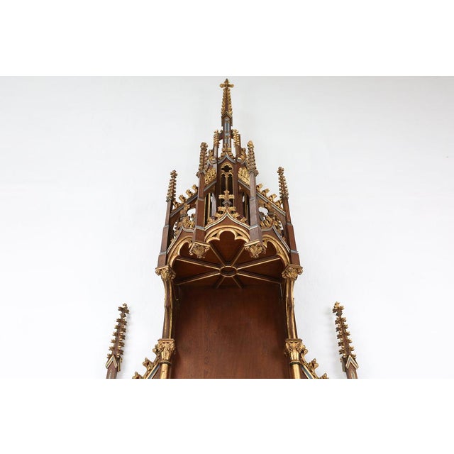 Neo-Gothic French Polychrome and Gilt Wooden Church Steeple with Niche for Saint Statue, 1800s For Sale - Image 6 of 18