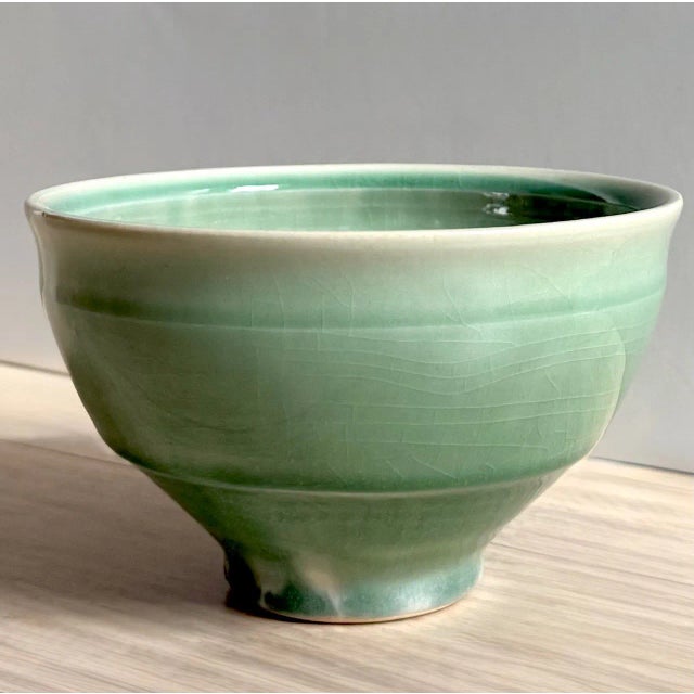 Circa 2015 Anthony Schaller Traditional Green and Copper Glazed Porcelain Tea Bowl For Sale - Image 9 of 12