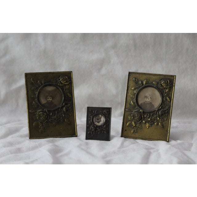 French antique brass frame Roses decor Gold photo frame Picture Romantic gift Miniature Romantic art Portrait Lady art...