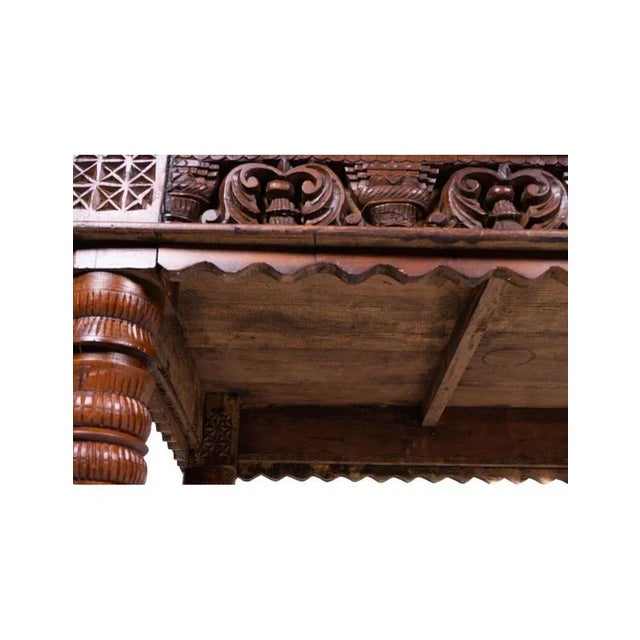 Hand-Carved Wooden Desk For Sale - Image 5 of 9