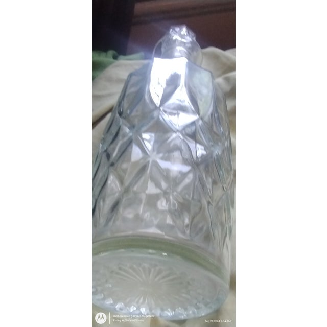 Contemporary Vintage Hand Cut Glass Decanter With Stopper For Sale - Image 3 of 11