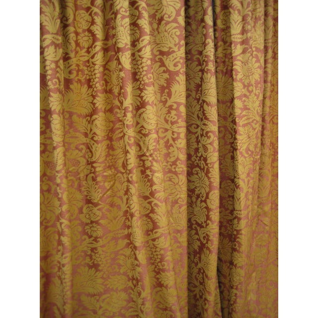 French 1980s Napoleon III Style Burgundy Gold Pair of Curtains For Sale - Image 3 of 9
