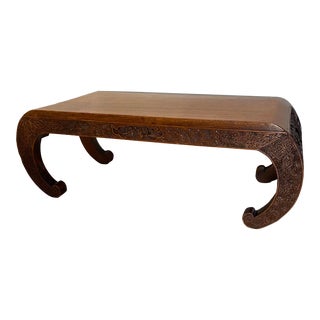 Chinese Wood Carved Low Bench For Sale