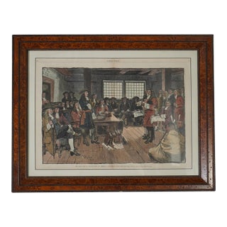 1900s William Penn Framed Engraving Print Harpers Weekly For Sale
