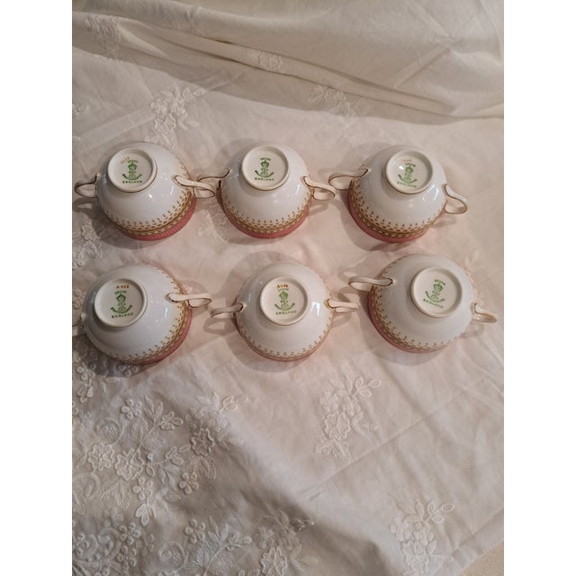 Crown Staffordshire Vintage Footed Soup Bowls With Saucers - Set of 12 For Sale - Image 4 of 16
