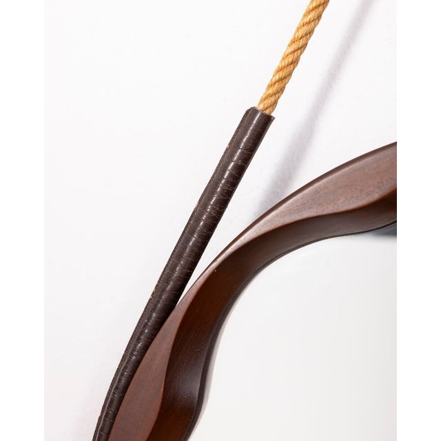 Brown Vintage Italian Wall Mirror in Shaped Wood, 1970s For Sale - Image 8 of 10