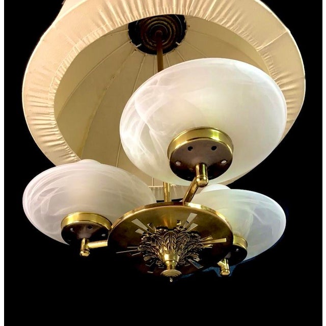 Swedish Modern Ceiling Lamp in Brass and Linen, 1950s For Sale - Image 10 of 11