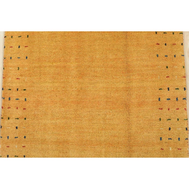 Gabbeh Rug 2’3” X 4’8” Gold Wool Contemporary Hand-Knotted Carpet For Sale In Philadelphia - Image 6 of 13