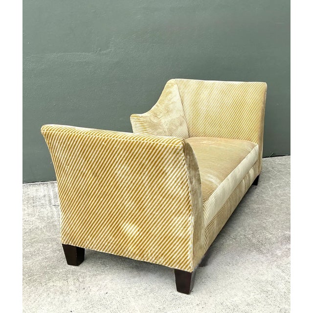 Wood Vintage Striped Kelly Wearstler Velvet Chaise Lounge For Sale - Image 7 of 12