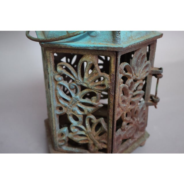Vintage Japanese Cast Iron Butterfly Outdoor Lantern, Mid-Century Tea Garden Decor For Sale In Raleigh - Image 6 of 10
