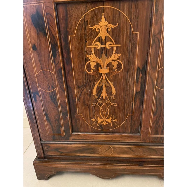 Antique Edwardian Rosewood Inlaid Side Cabinet For Sale - Image 9 of 14