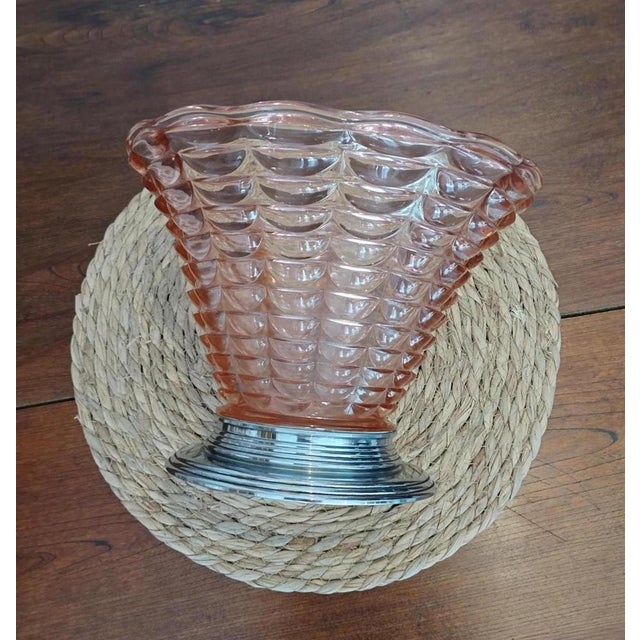 Art Deco Funnel-Shaped Vase in Blown Glass & Chrome Mount, 1920s For Sale - Image 13 of 18