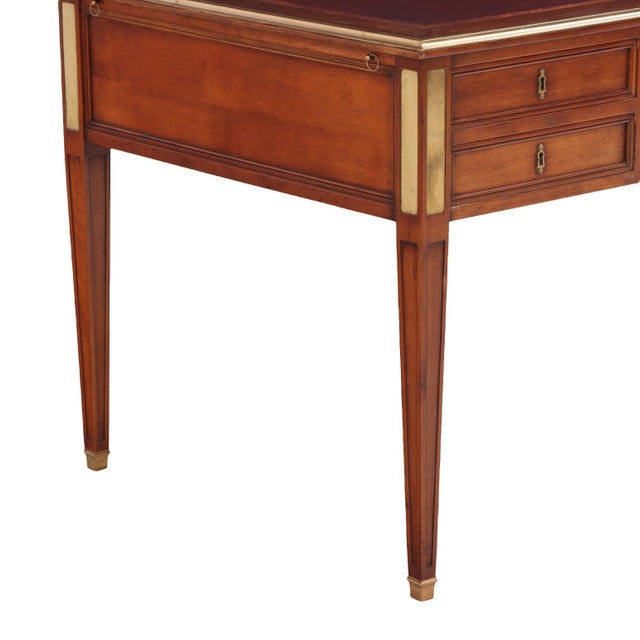Wood Leather Top Mahogany Writing Desk in French Louix XV Style, C. 1940 For Sale - Image 7 of 9