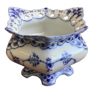 Royal Copenhagen Blue Fluted Full Lace Open Sugar Bowl 1112 For Sale