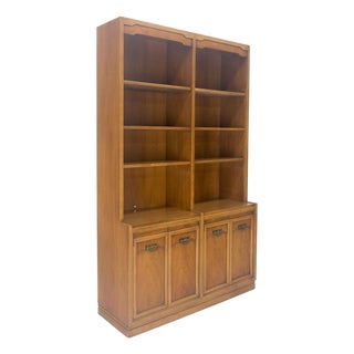 Fruitwood Drexel Double Bookcase Credenza Mid Century Modern Vintage MINT For Sale