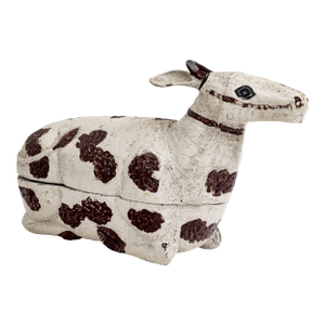 Antique Chinese Paint Decorated Metal Spotted Cow Box