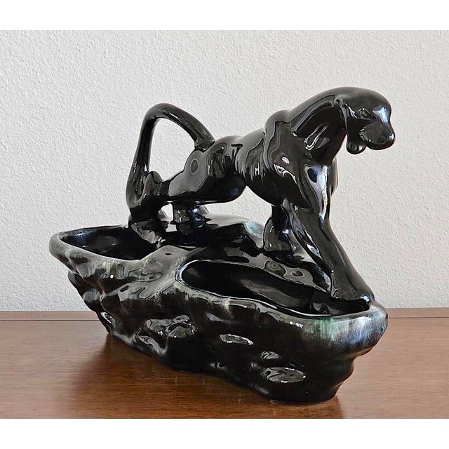 Mid-Century Modern Vintage Black Panther Ceramic Tv Lamp Base Planter – Mid Century Modern Hollywood Regency Decor For Sale - Image 3 of 13