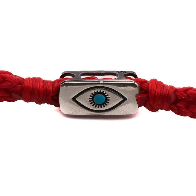 Early 21st Century Men's Sterling Silver Evil Eye Charm Red Rope Hope Bracelet For Sale - Image 5 of 9