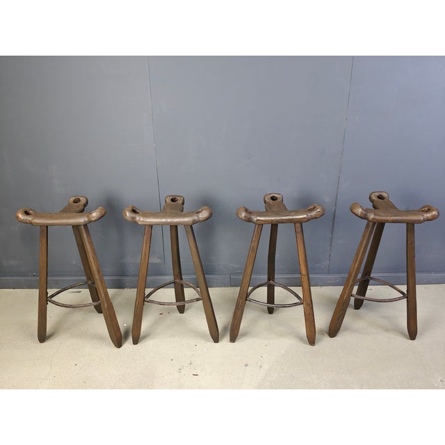 Mid-Century Brutalist Bar Stools, 1960s, Set of 4 For Sale - Image 4 of 8
