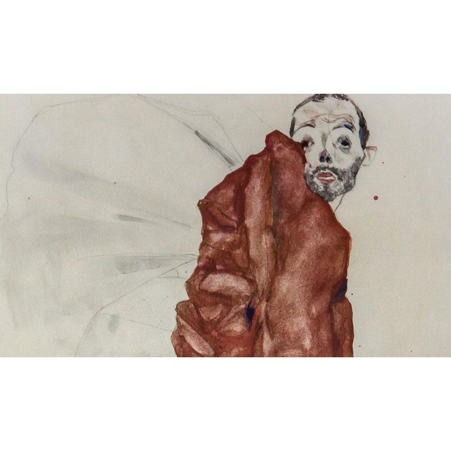 Mid-Century Modern Egon Schiele Lithograph Signed Dated #‘Ed Lt. Ed. "Self Portrait as Prisoner" For Sale - Image 3 of 6