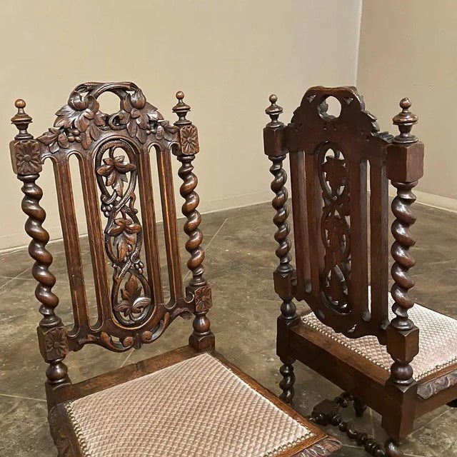 Set of 6 Antique French Renaissance Barley Twist Dining Chairs For Sale - Image 10 of 13