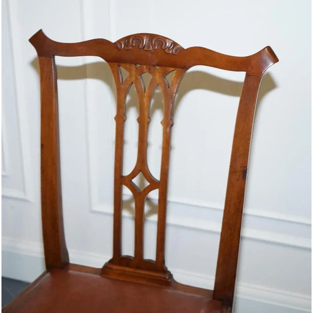 Chippendale Style Dining Chairs with Leather Seats, Set of 5 For Sale - Image 10 of 18