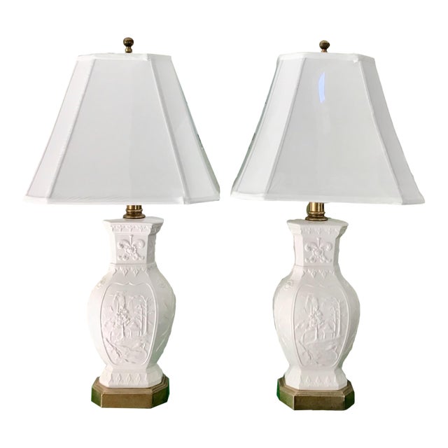 1960s Frederick Cooper Blanc De Chine Lamps With Shades - a Pair For Sale