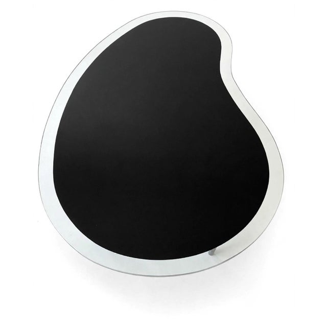 Postmodern 1980s Black and Clear Glass Kidney Coffee Table Postmodern Vintage Boomerang For Sale - Image 3 of 8