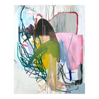 Contemporary Abstract Mixed Media on Canvas Painting "Sarcastic Creature" by Ludovic Dervillez For Sale