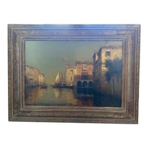 1930s Oil on Canvas Venice Painting by Antoine Bouvard, Framed
